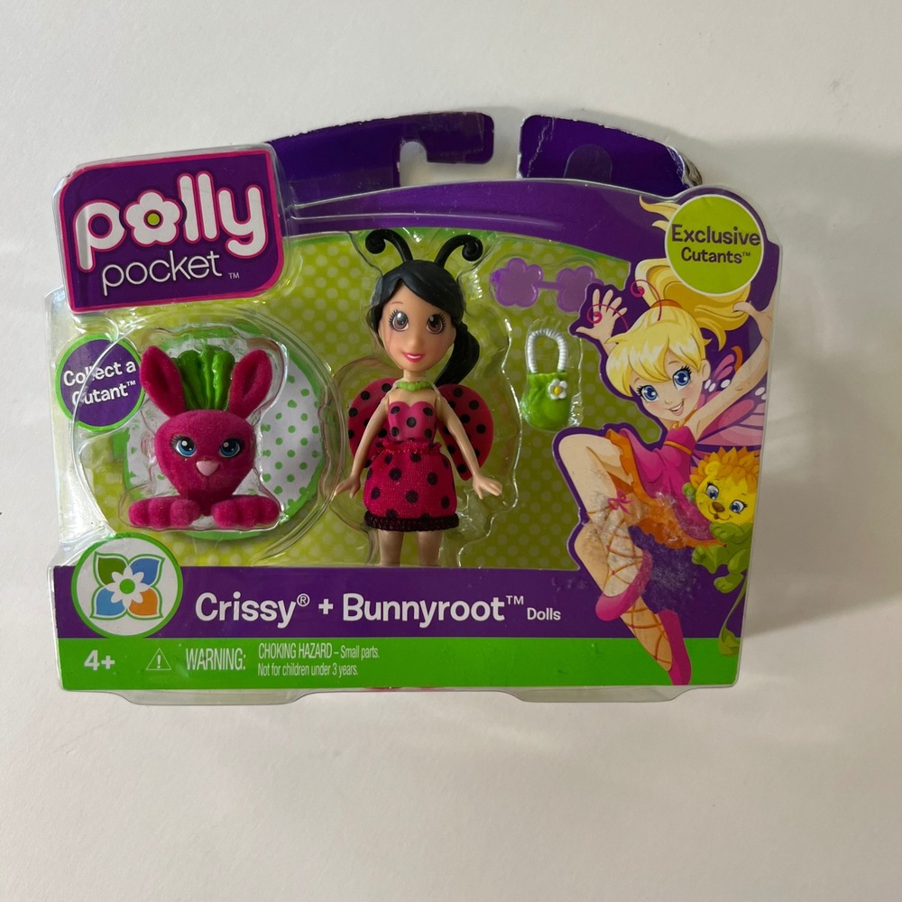 Polly Pocket cutants crissy + bunnyroot dolls mattel 2009 NOS